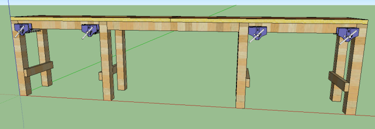 Click for Plans.  Vises not included.  We used Jorgeson Orange clamps from Home Deopt, special ordered.